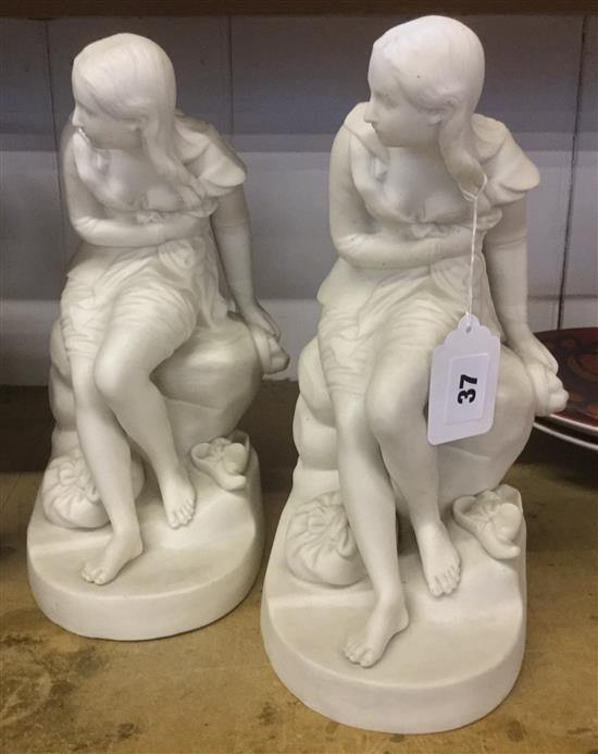 Two parian figures of maidens